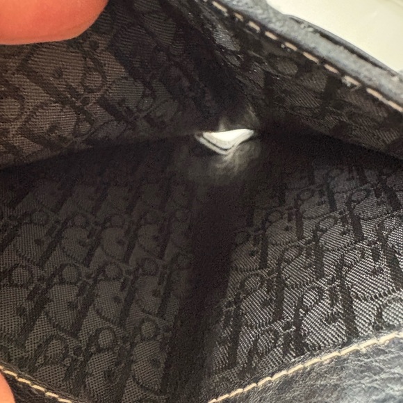 Vintage Christian Dior Saddle Flap Wallet – Black Leather with Gold D Charm - Picture 8 of 9